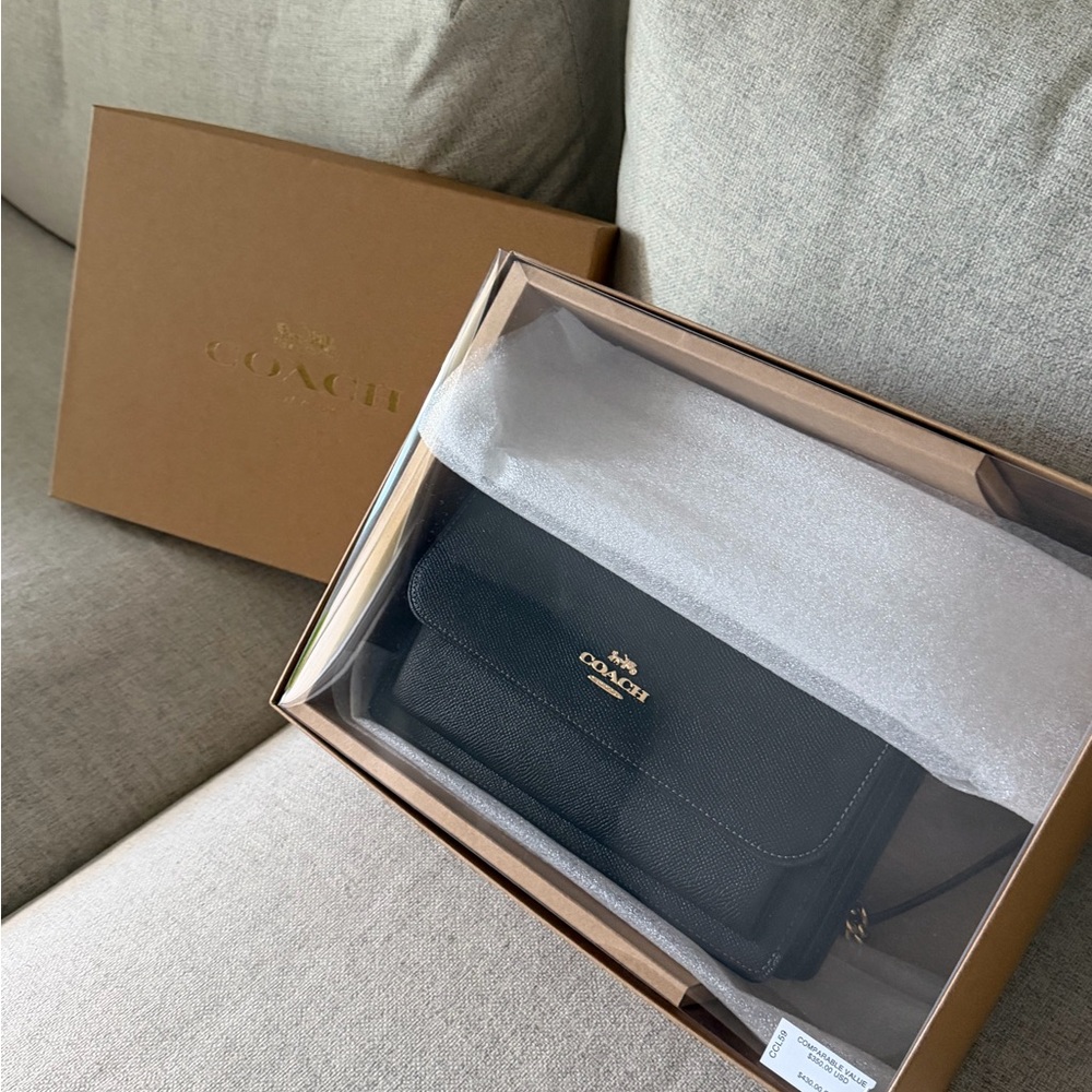 Coach Black Leather Crossbody with Gold